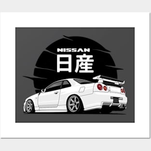 Nissan Skyline r34 GTR, JDM Car Posters and Art